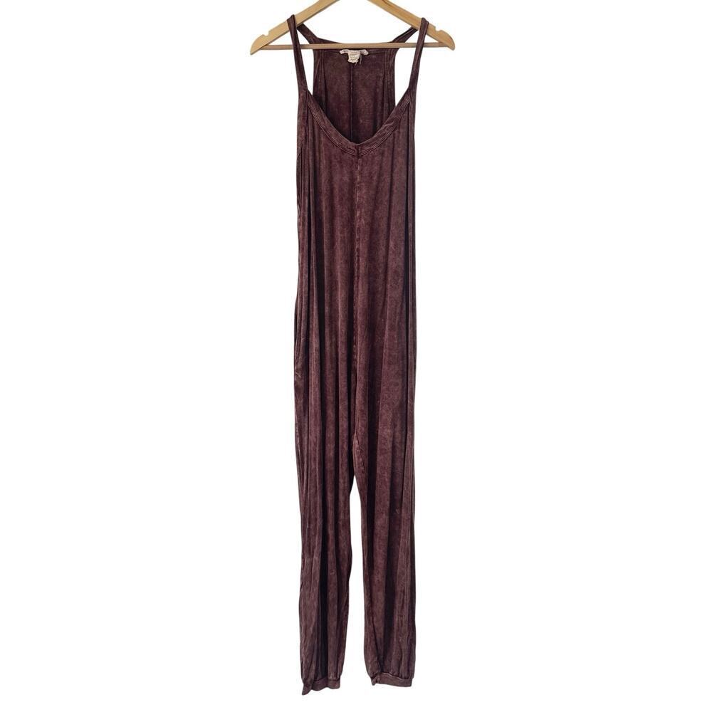 Indigo Thread Co Jumpsuit Womens L Mauve Mineral Wash Harem Boho Wide Leg USA